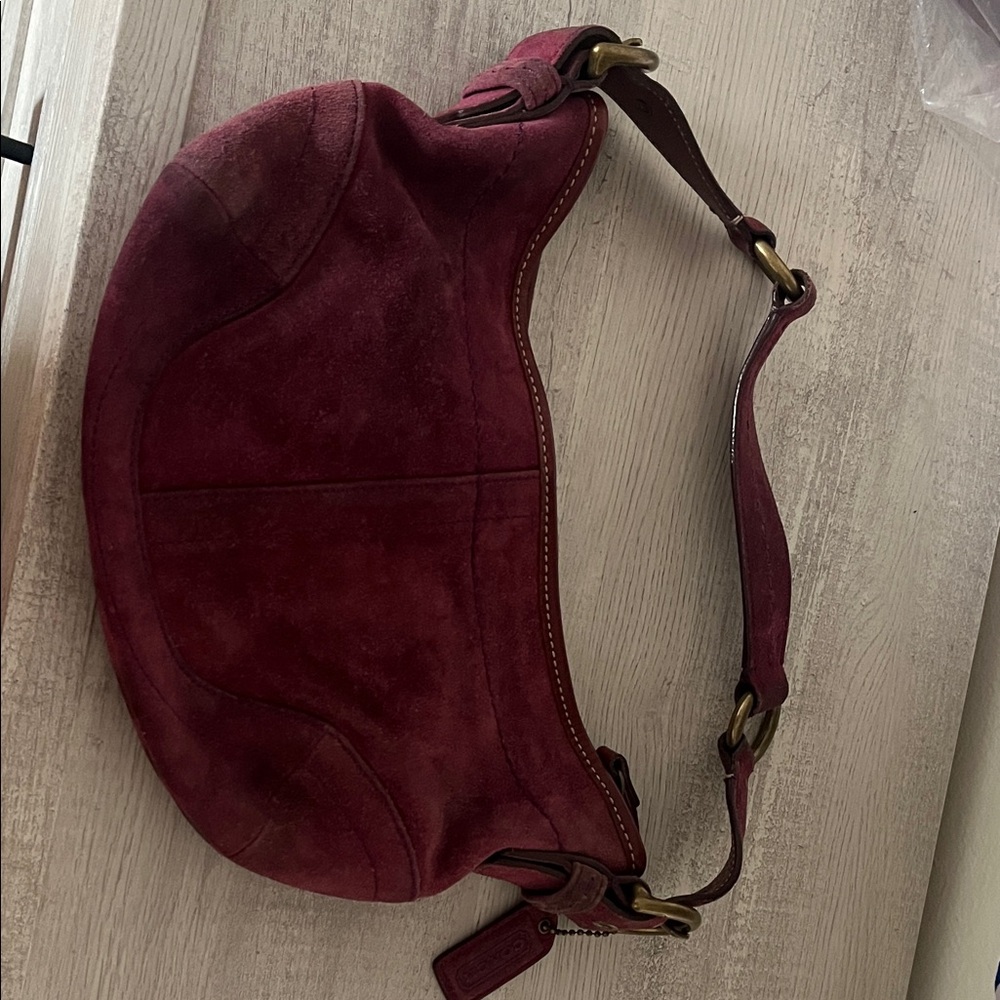 Coach Burgundy Suede Shoulder Bag